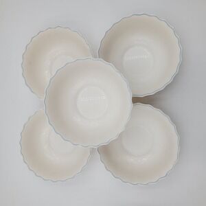 5 Arcopal France Victoria Floral Milk Glass Cereal Bowls Scalloped FADED